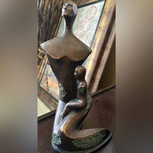 Abstract Bronze Sculpture - Elegant Bronze, Cooper and Turquoise Art Piece